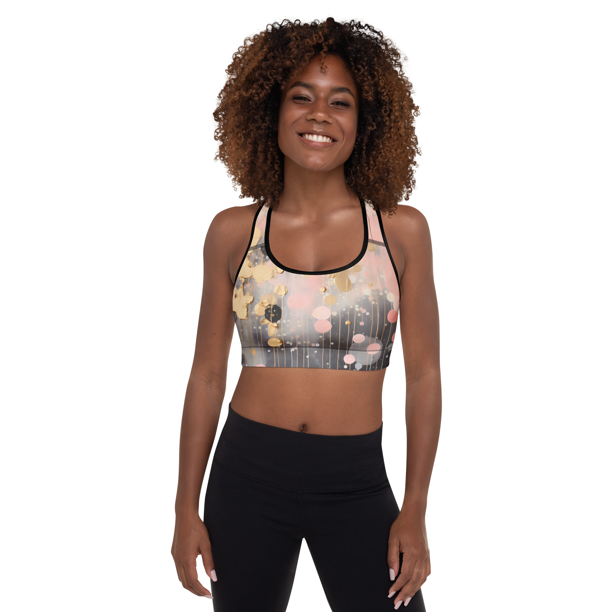 Pink Gold Abstract | Padded Sports Bra / Crop Top