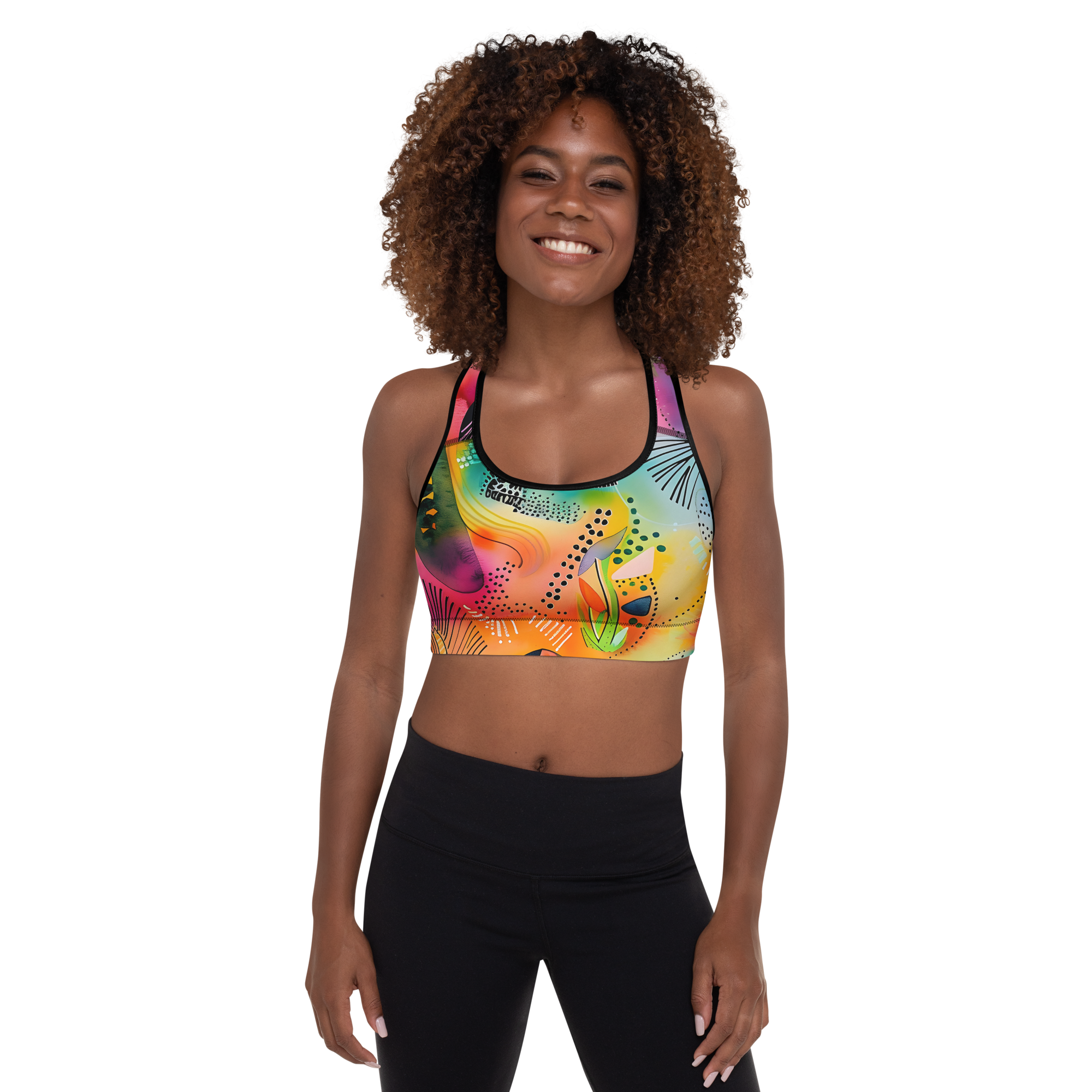 Bold Watercolour | Padded Sports Bra / Crop Top