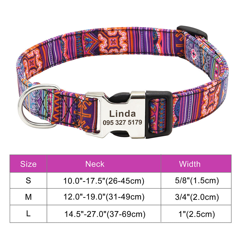 Custom Nylon Pet Collar – Personalised Dog Collar with Name & Phone Num