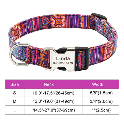 Custom Nylon Pet Collar – Personalised Dog Collar with Name & Phone Num