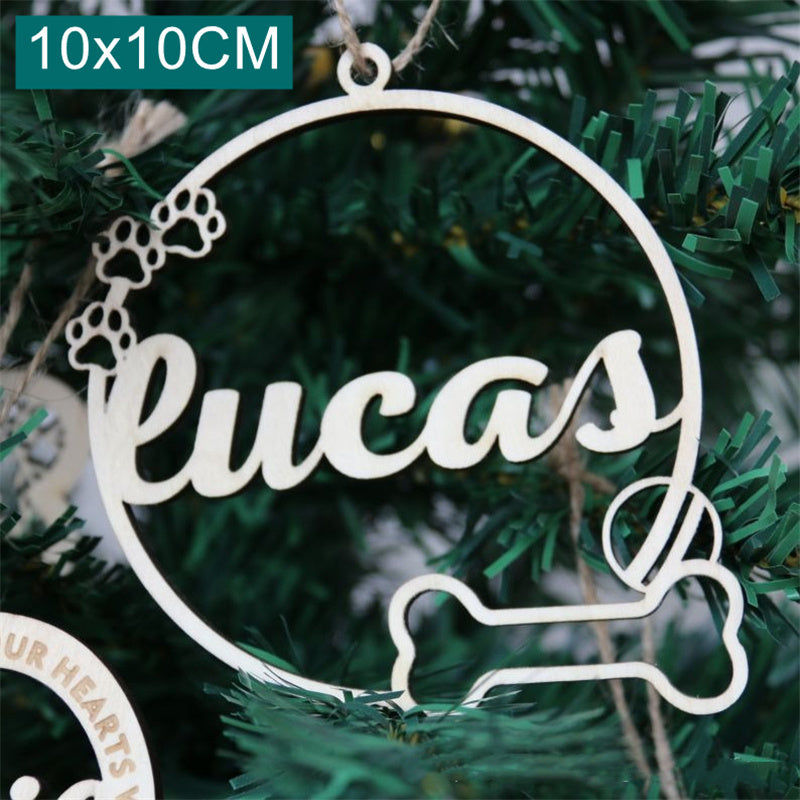 Christmas Tree Wooden Pendant – Personalised Pet Name Decoration