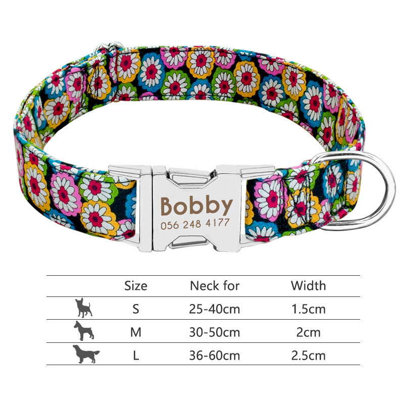 Custom Nylon Pet Collar – Personalised Dog Collar with Name & Phone Num