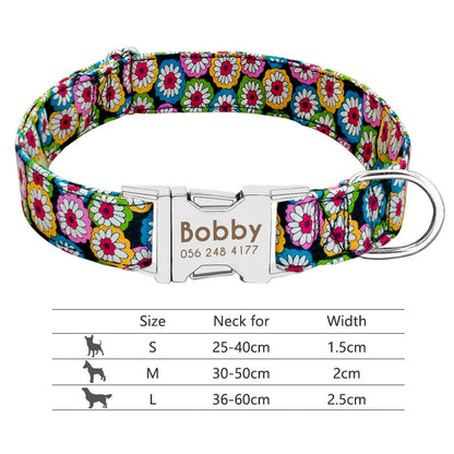 Custom Nylon Pet Collar – Personalised Dog Collar with Name & Phone Num