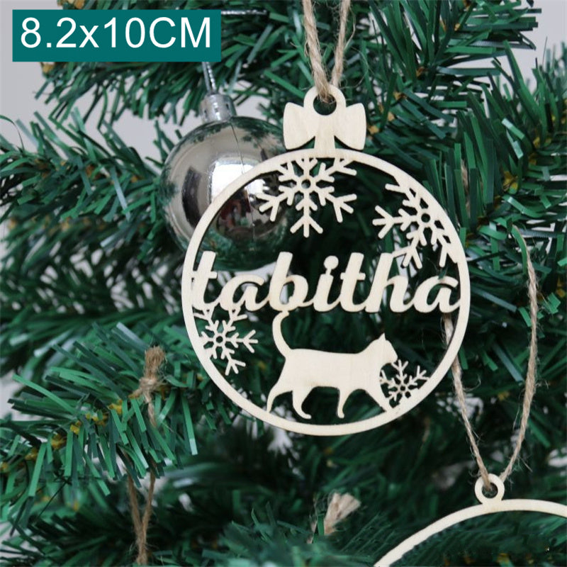 Christmas Tree Wooden Pendant – Personalised Pet Name Decoration