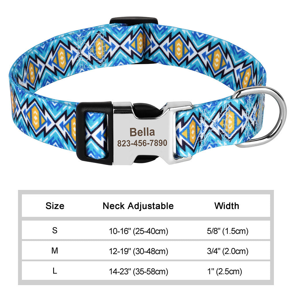 Custom Nylon Pet Collar – Personalised Dog Collar with Name & Phone Num