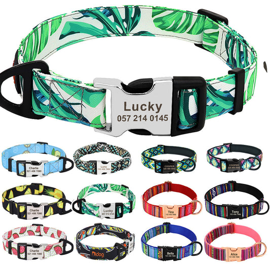 Custom Nylon Pet Collar – Personalised Dog Collar with Name & Phone Num