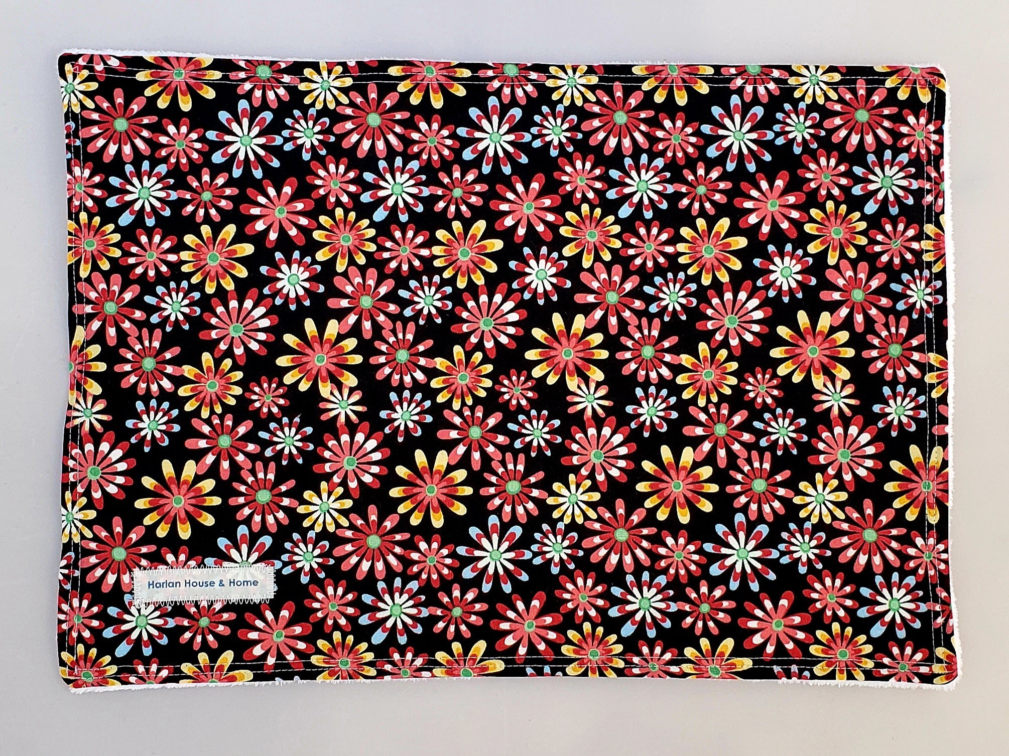 Burp Cloth: Red boho flowers - Harlan House & Home