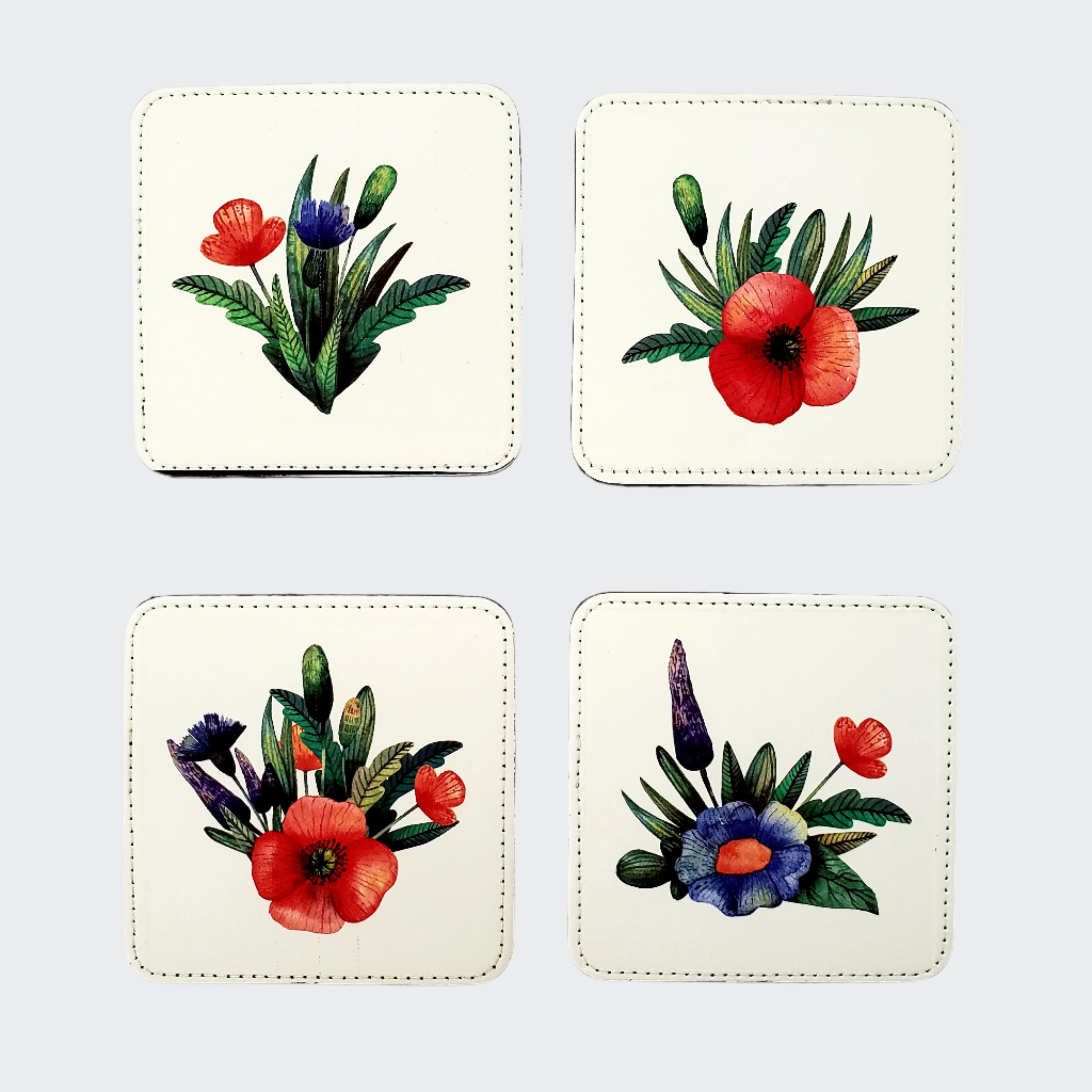 PU Coaster Set (4) - Watercolour Floral