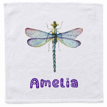 Set of 3 x Personalised Face Washers - Dragonflies