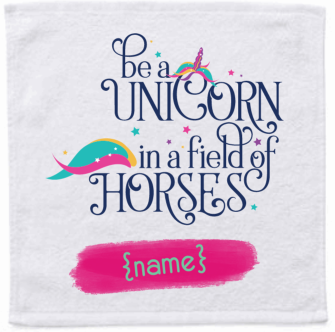 Personalised Face Washer - Be a unicorn in a field of horses