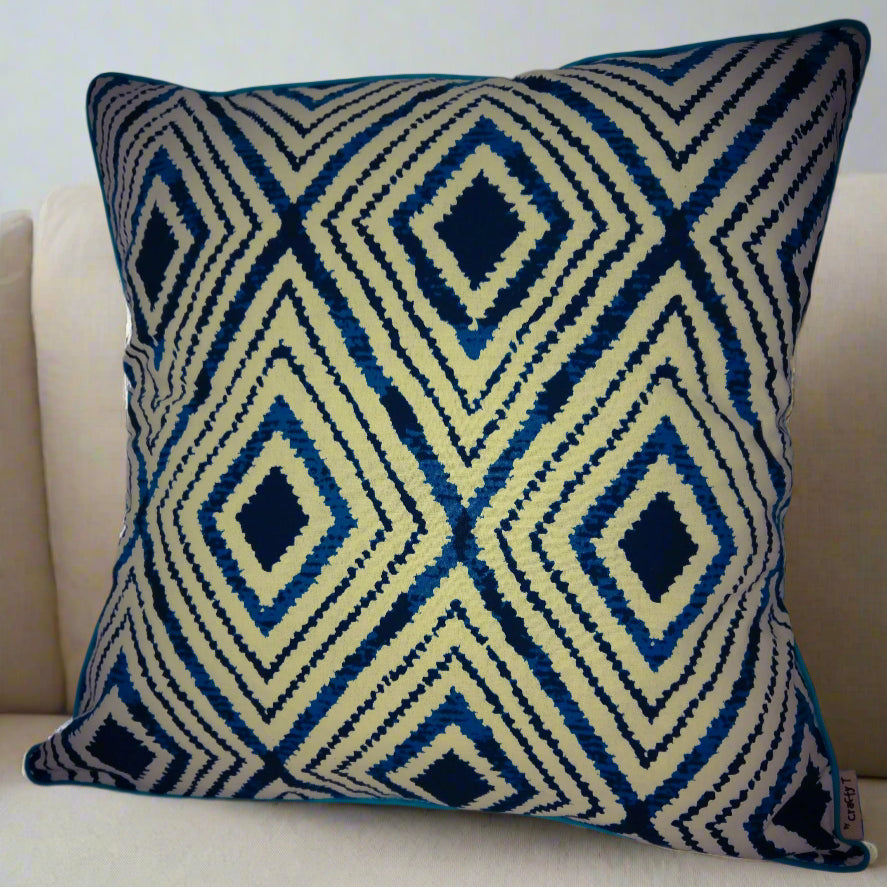 Diamond Tropical Dreams with Teal piping Cushion Cover - Harlan House & Home