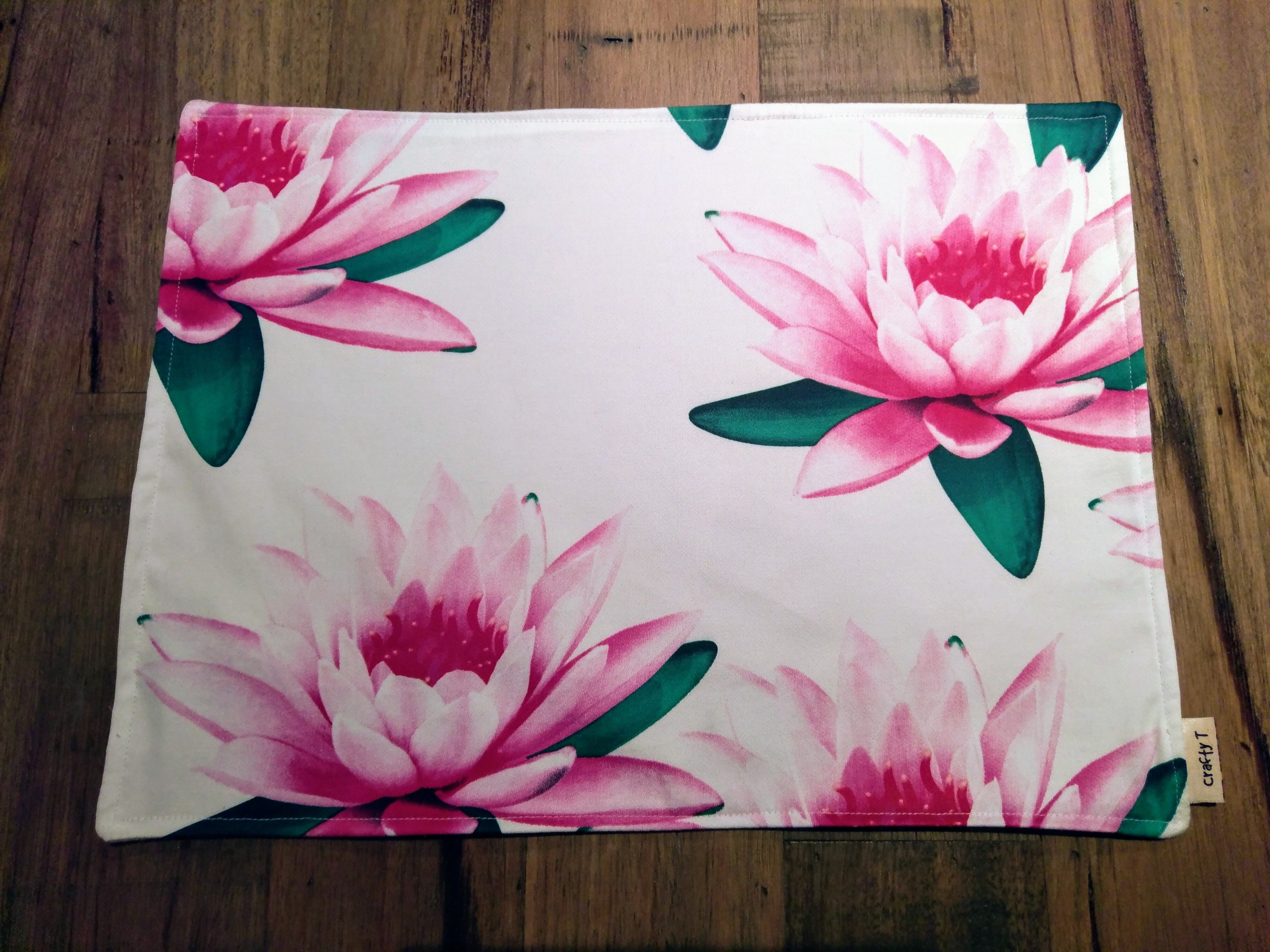 Pink Water Lilies & Neutral Weave Reversible Placemats - Harlan House & Home