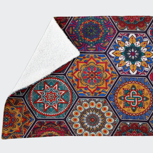 Burp Cloth & Bassinet Headrest - Multicolour Boho (red/pinks) - Harlan House & Home
