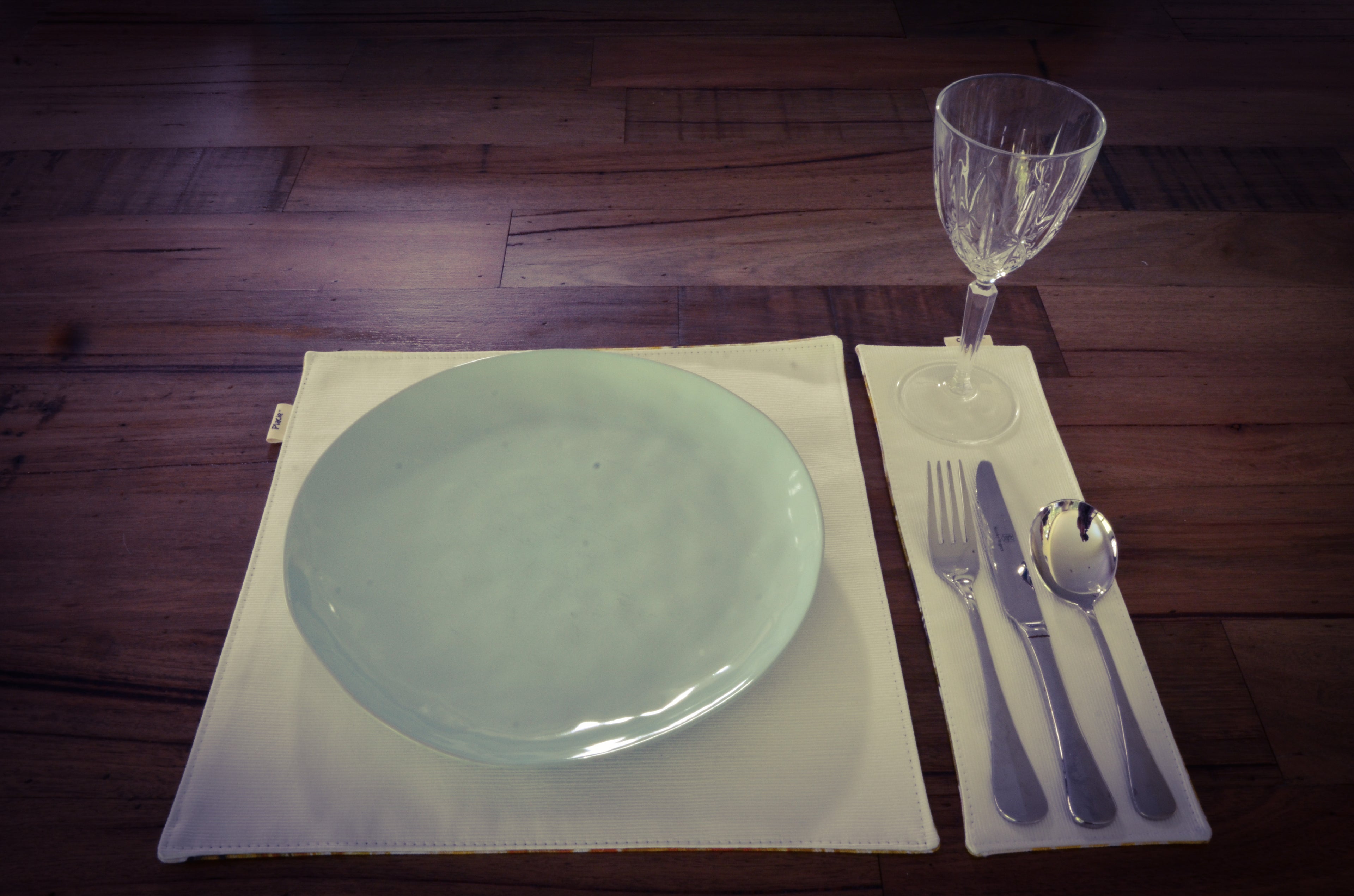 Yellow Abstract Floral & White Textured Stripes reversible placemats - Harlan House & Home
