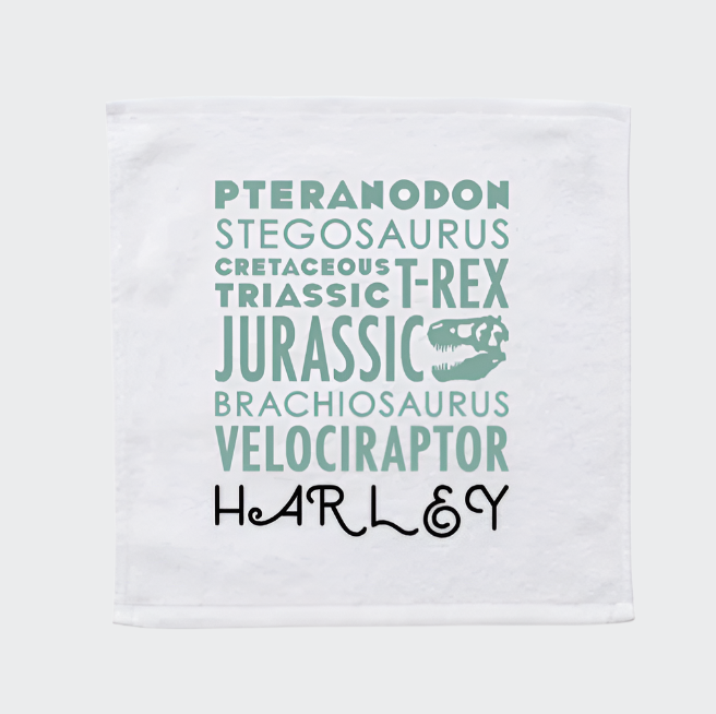 Personalised Face Washer - Dinosaur names
