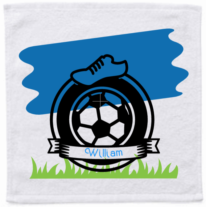 Personalised Face Washer - Soccer ball & boot